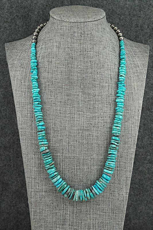 Turquoise & Sterling Silver Necklace 22" - Doreen Jake