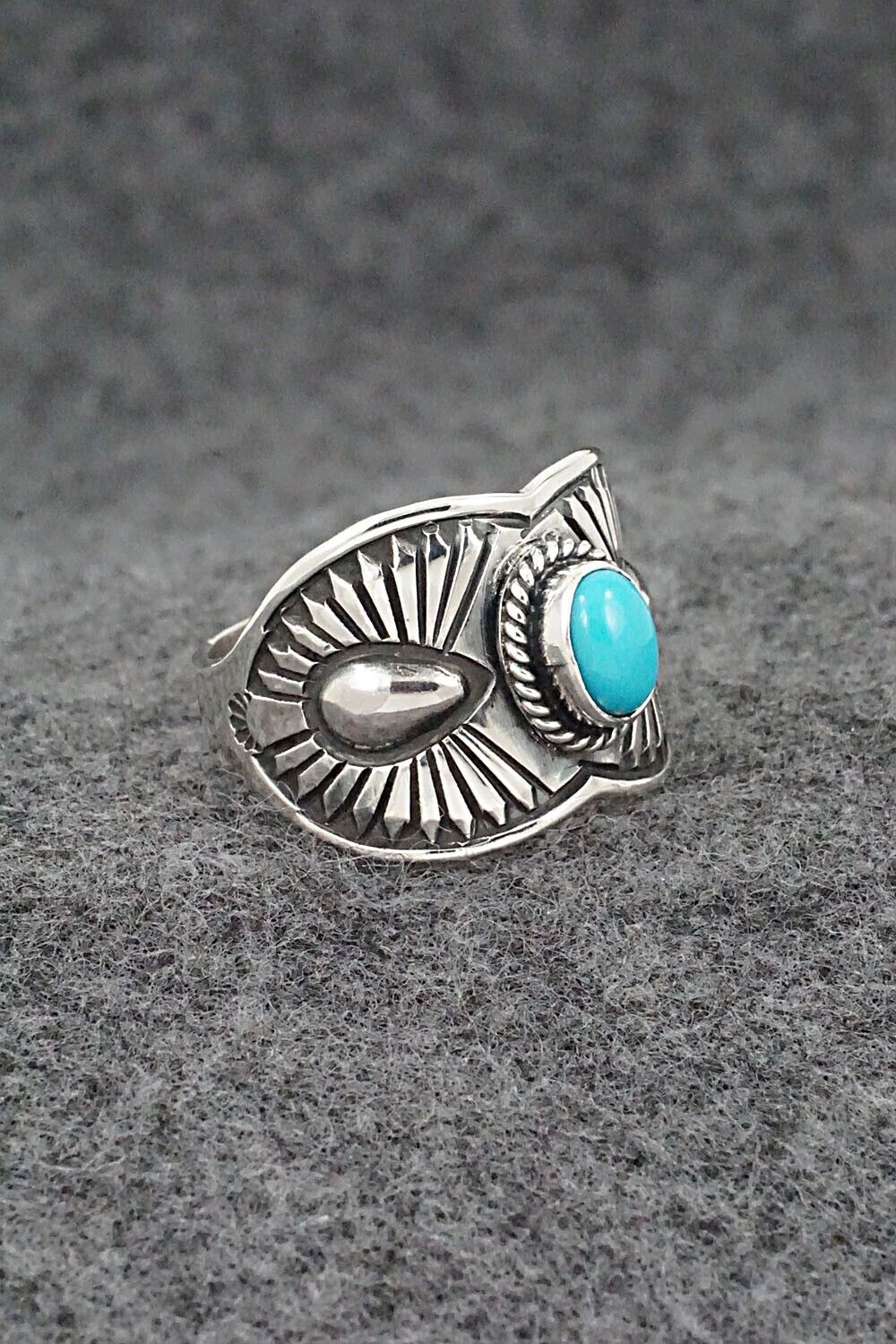 Turquoise & Sterling Silver Ring - Derrick Gordon - Size 9.5