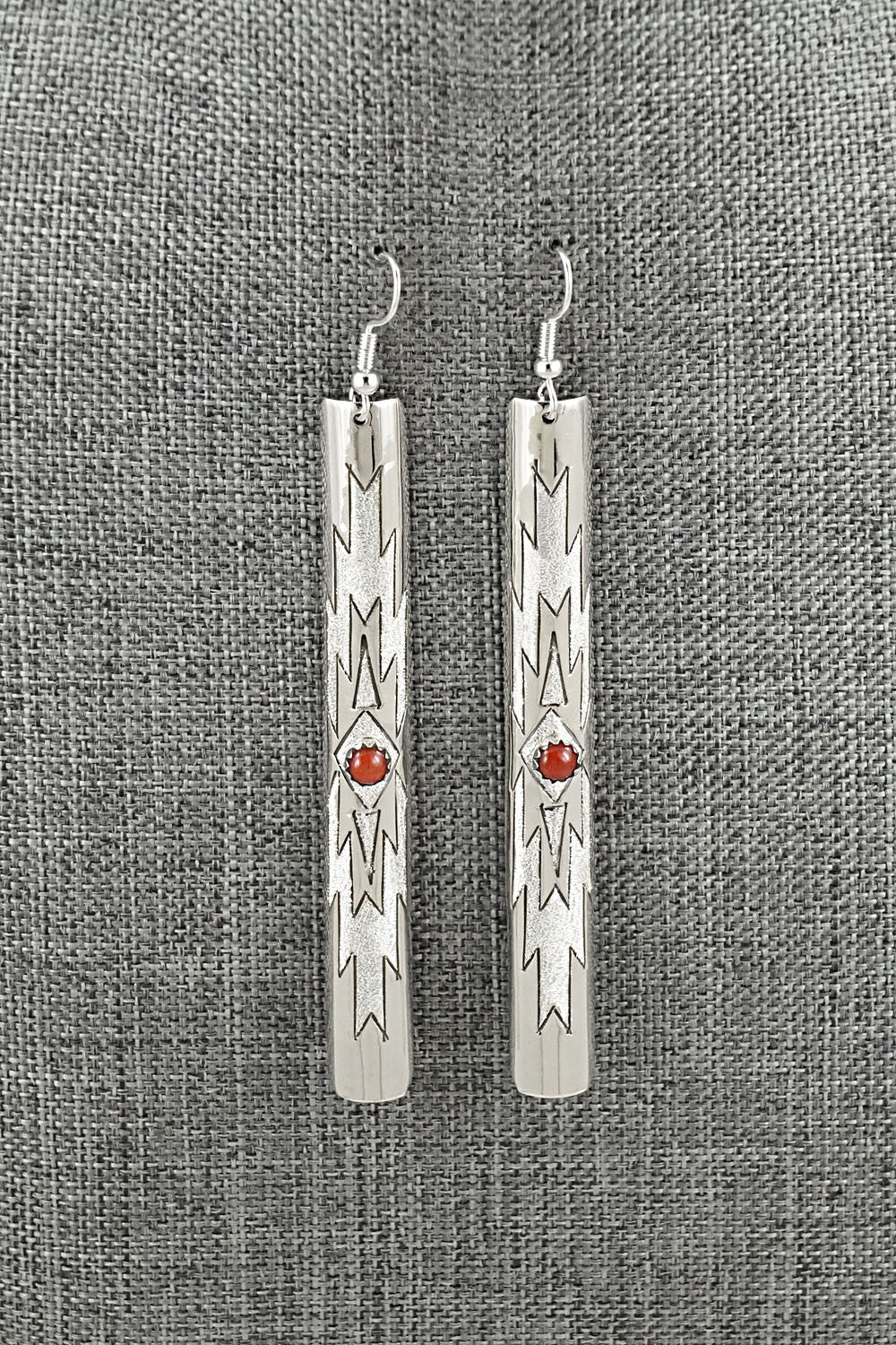 Coral & Sterling Silver Earrings - Zane Tahe
