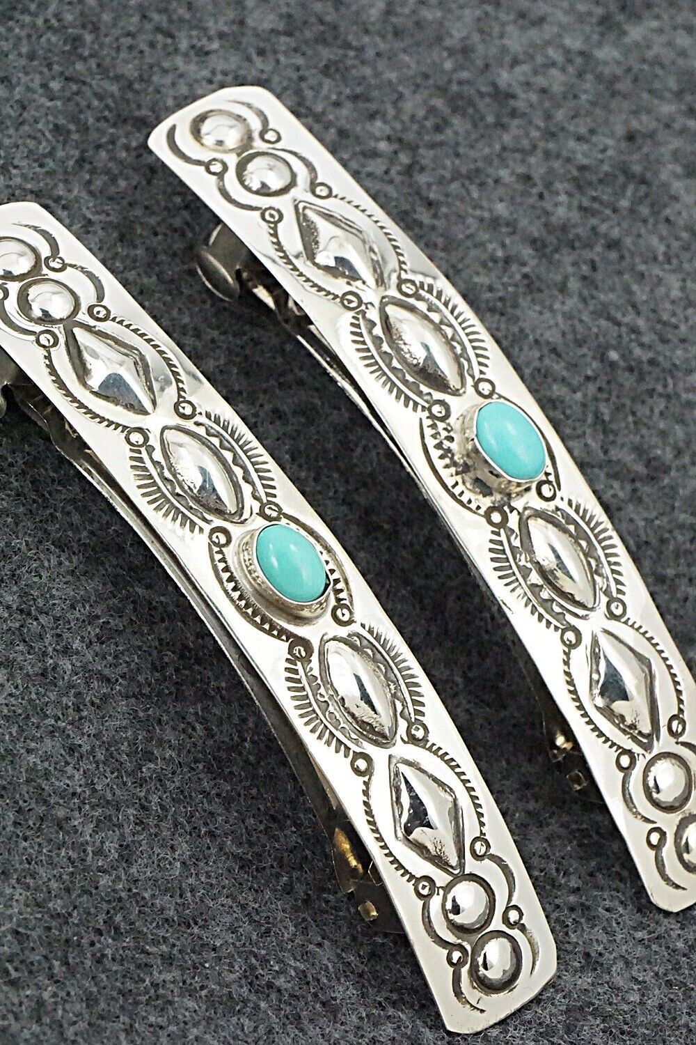 Turquoise & Sterling Silver Hair Barrettes - Jennie Blackgoat