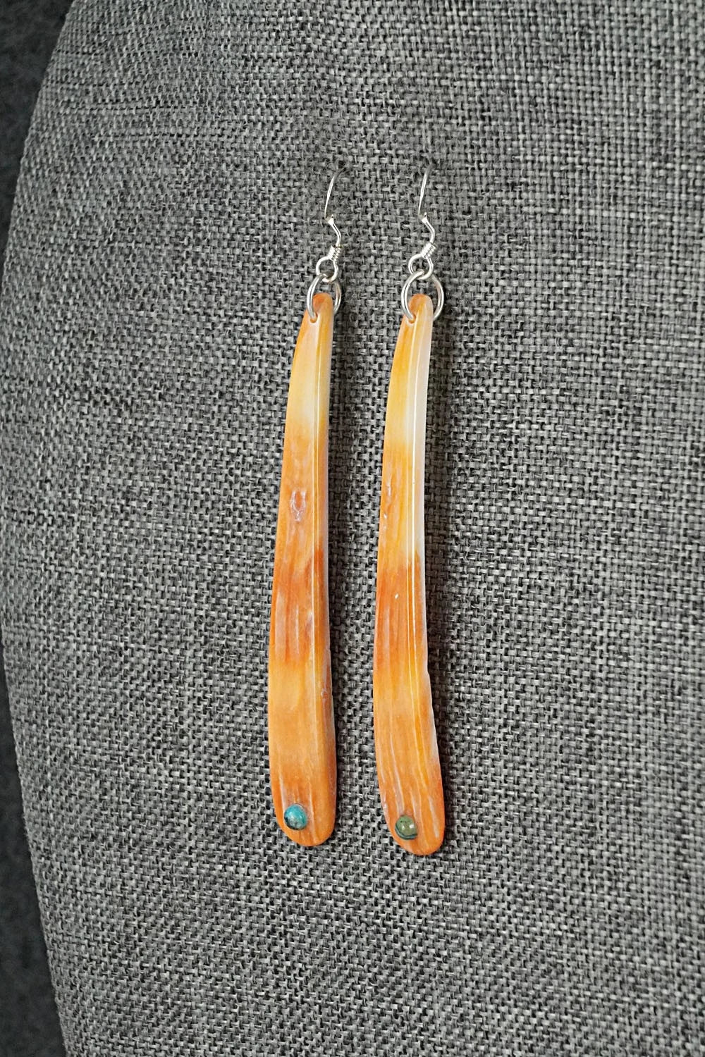 Spiny Oyster, Turquoise & Sterling Silver Earrings - Jesus Espino