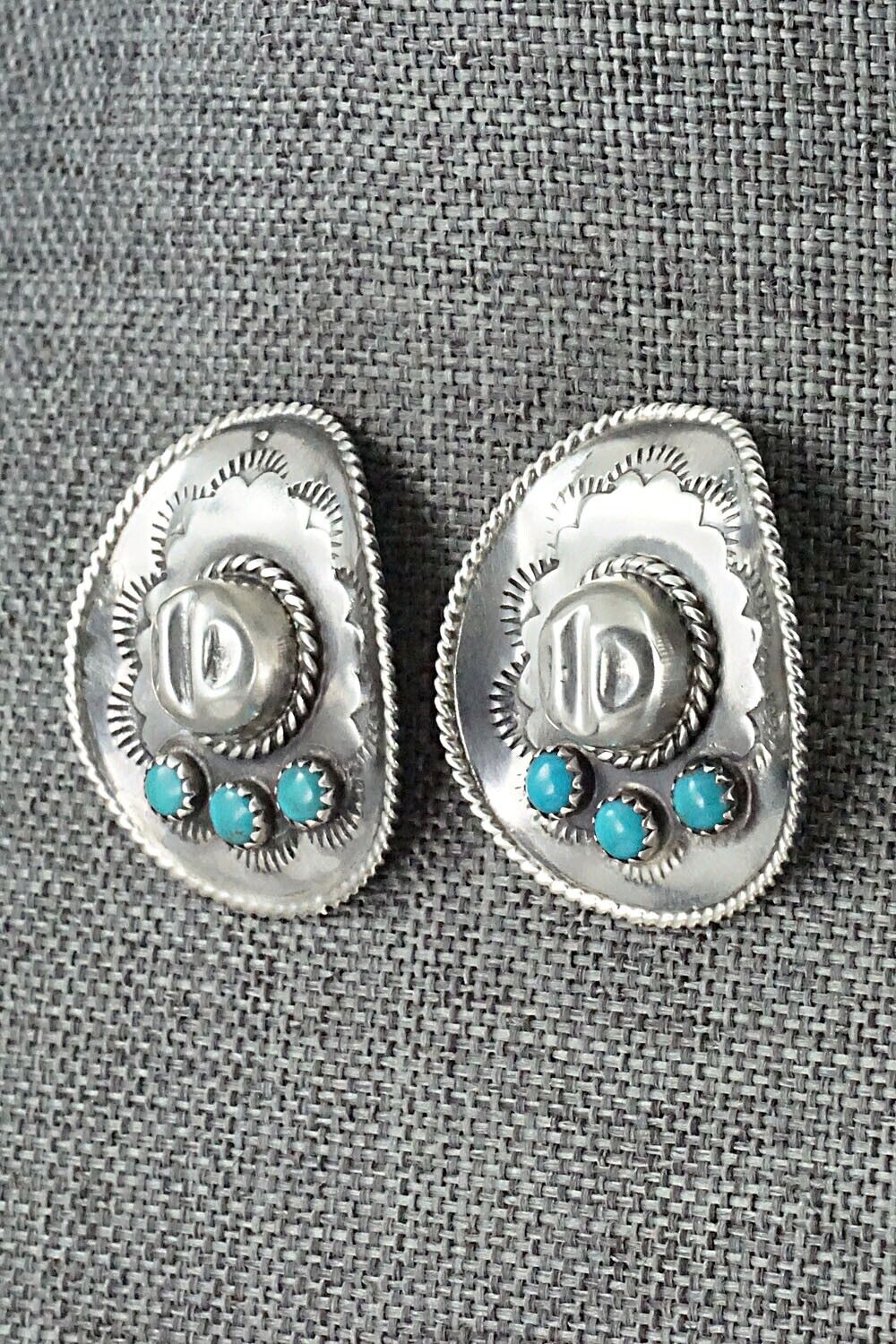 Turquoise & Sterling Silver Earrings - Bobby Platero