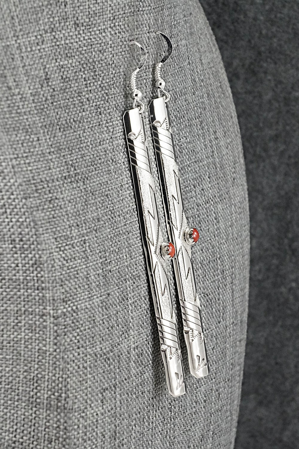 Coral & Sterling Silver Earrings - Zane Tahe