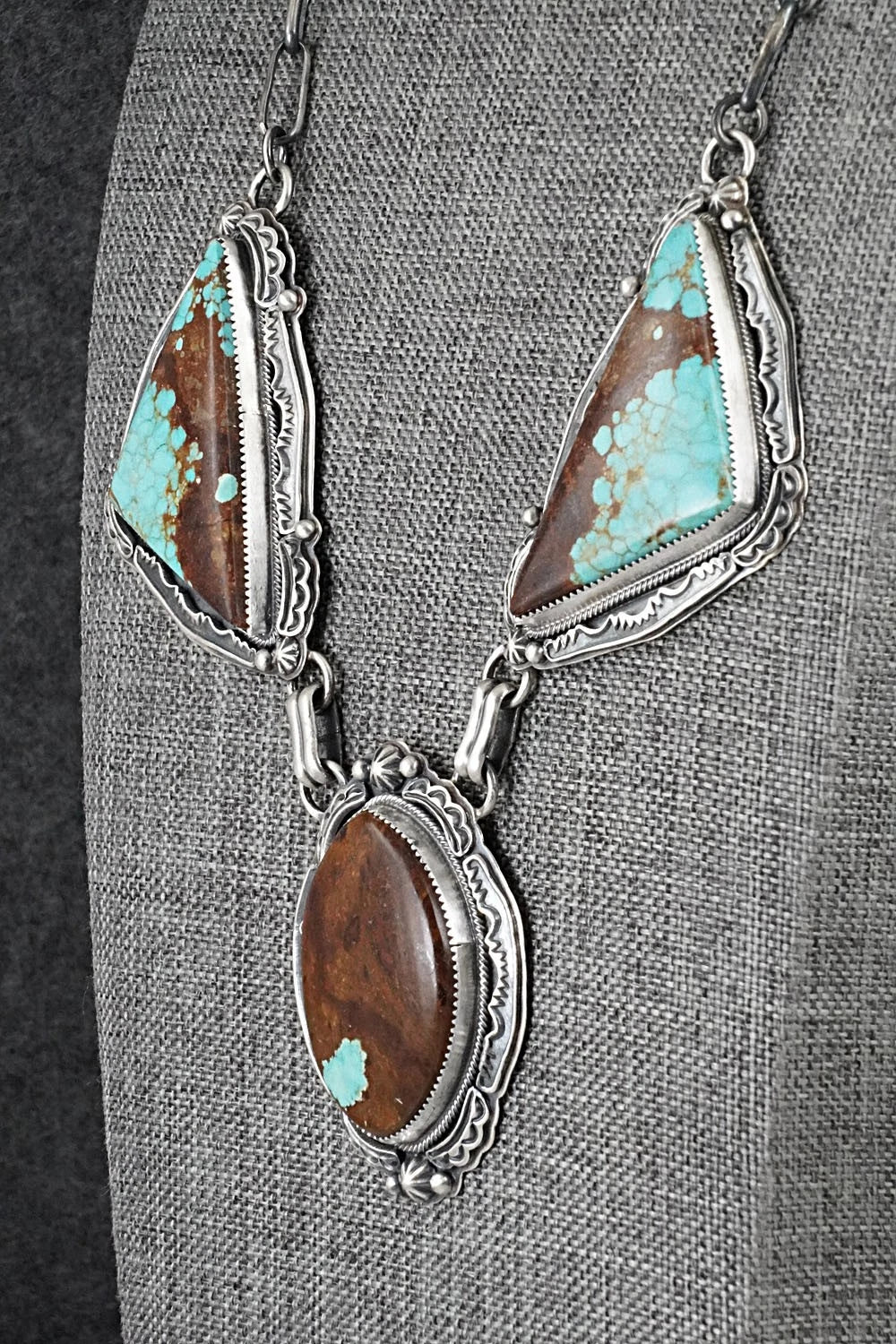 Turquoise & Sterling Silver Necklace and Earrings Set - Randy Boyd