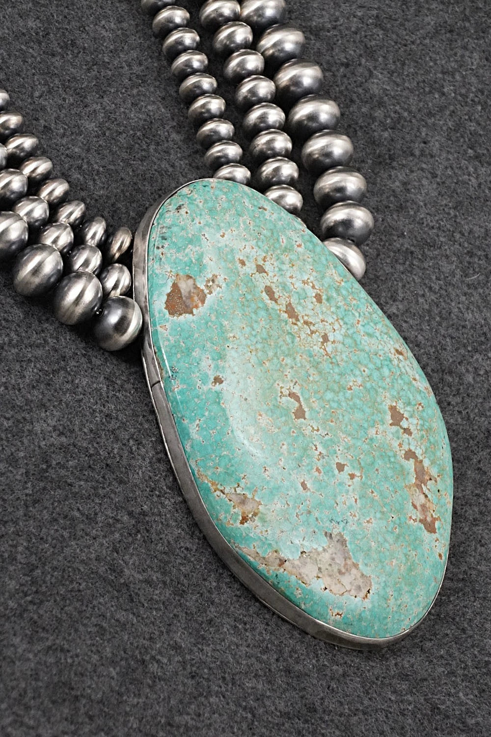 Turquoise & Sterling Silver Navajo Pearl Necklace - Johnson & Halwood