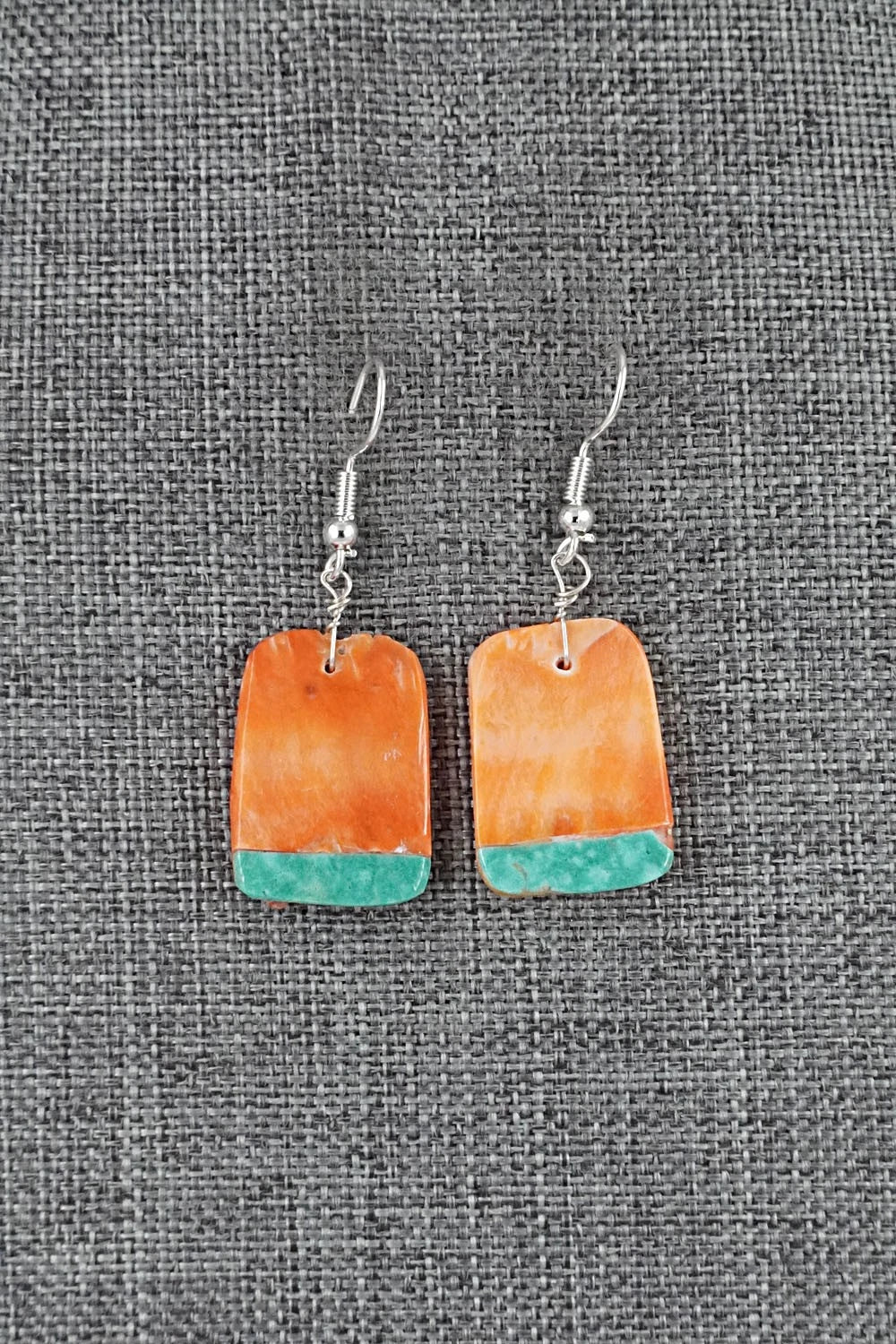 Spiny Oyster, Turquoise & Sterling Silver Earrings - Louise Pete