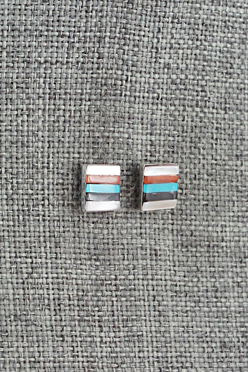 Multi-Stone & Sterling Silver Inlay Earrings - Preston Walela