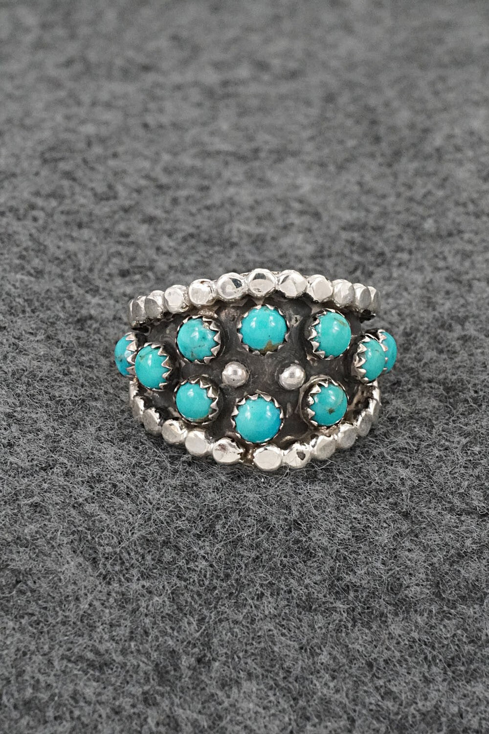 Turquoise & Sterling Silver Ring - Kenny Lonjose - Size 7