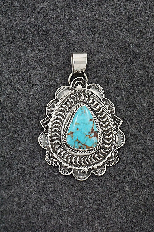 Turquoise & Sterling Silver Pendant - Leonard Maloney