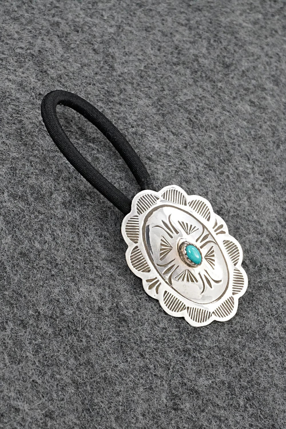 Turquoise & Sterling Silver Hair Tie - Bertha Begay