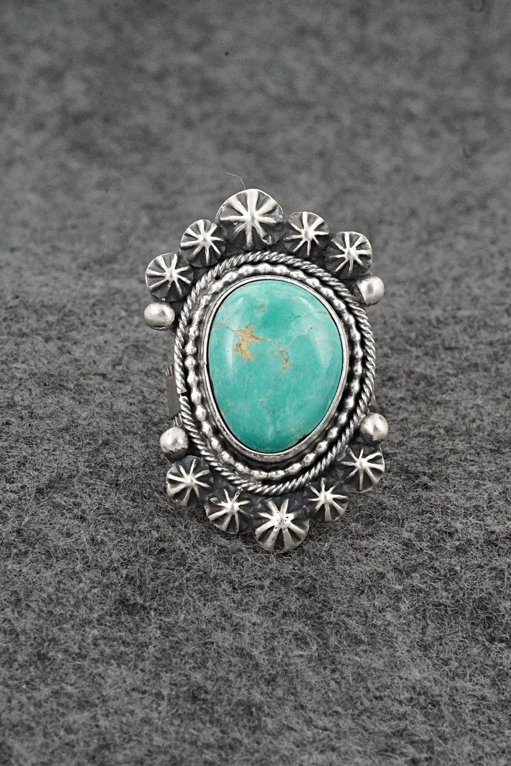 Turquoise & Sterling Silver Ring - Cordell Platero - Size Adjustable