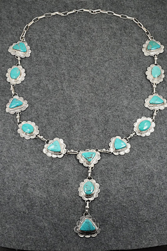 Turquoise & Sterling Silver Necklace - Vernon Johnson