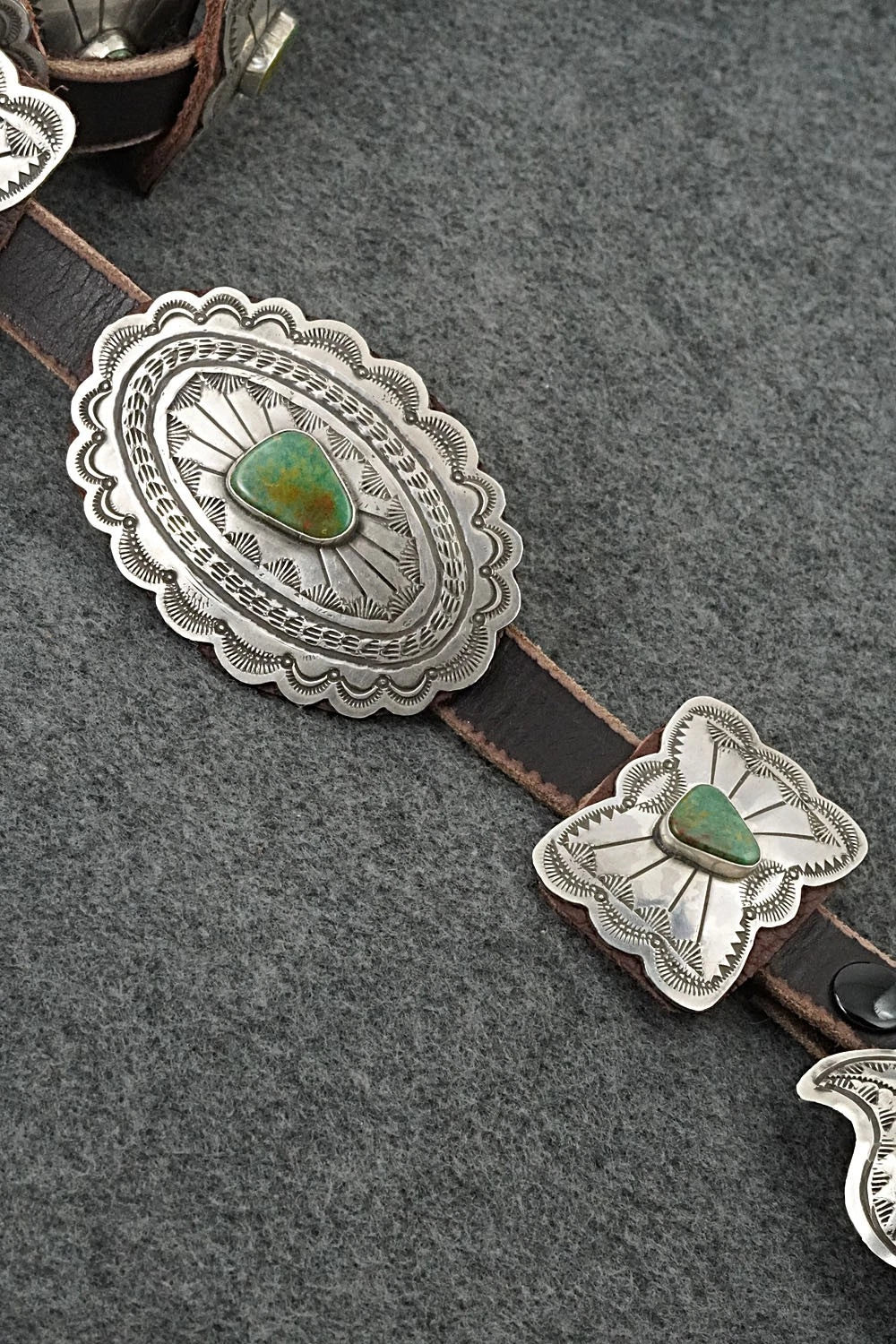 Turquoise, Sterling Silver & Leather Concho Belt - Marilyn Ramone