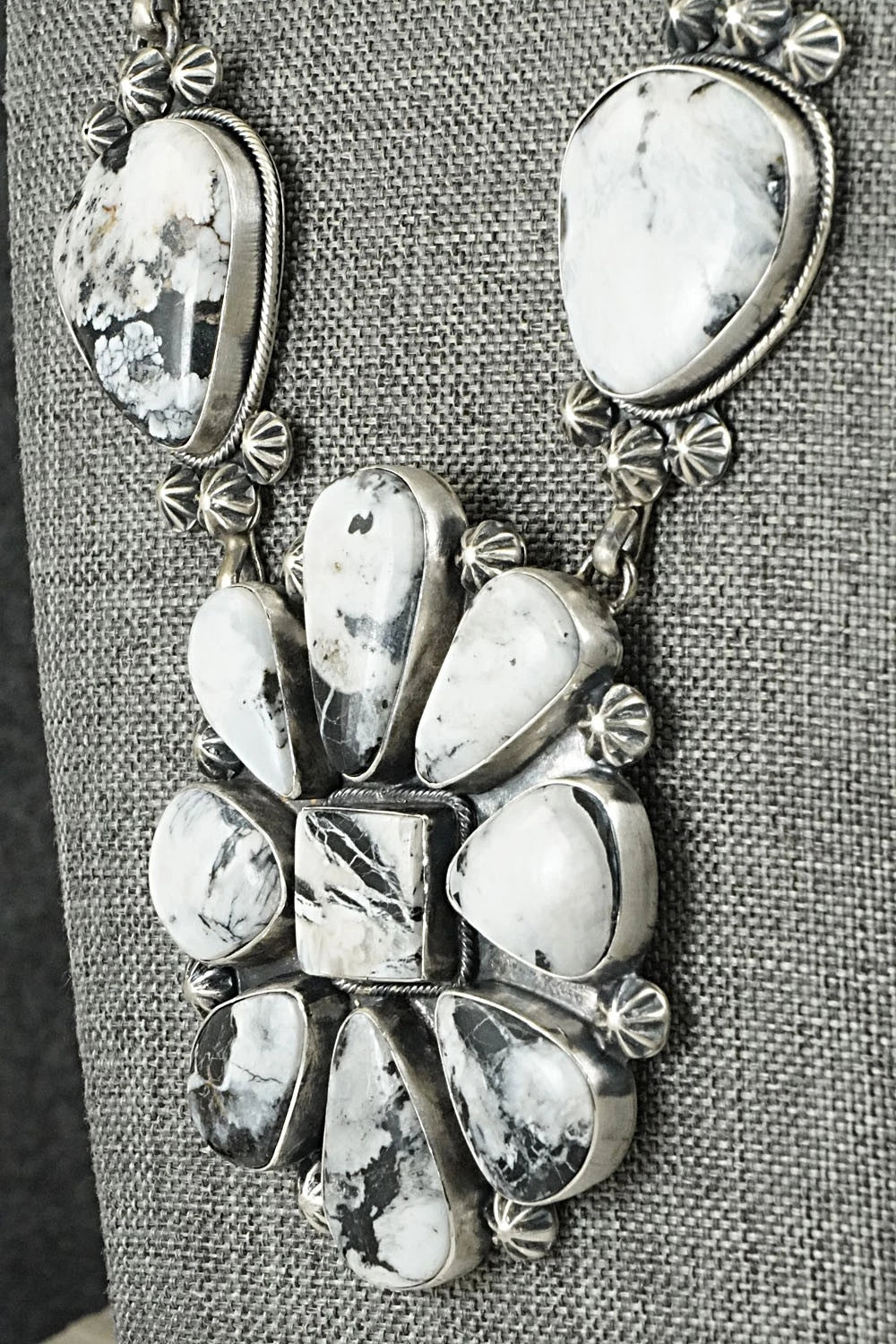 White Buffalo & Sterling Silver Necklace and Earrings Set - Paul Livingston