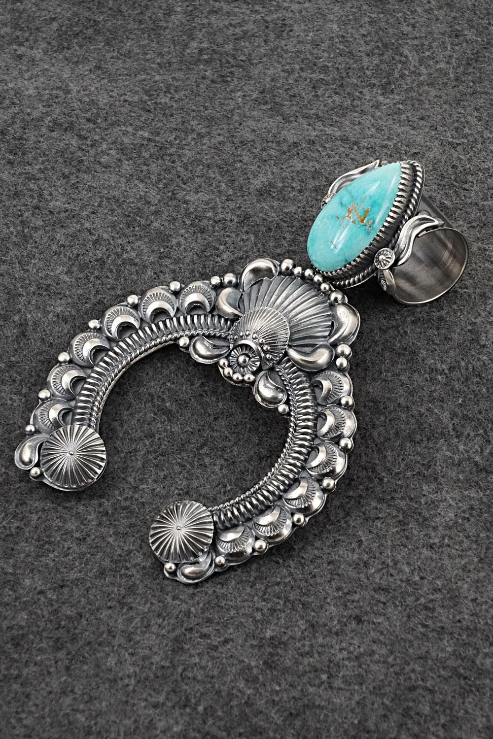 Turquoise & Sterling Silver Naja Pendant - Delbert Gordon