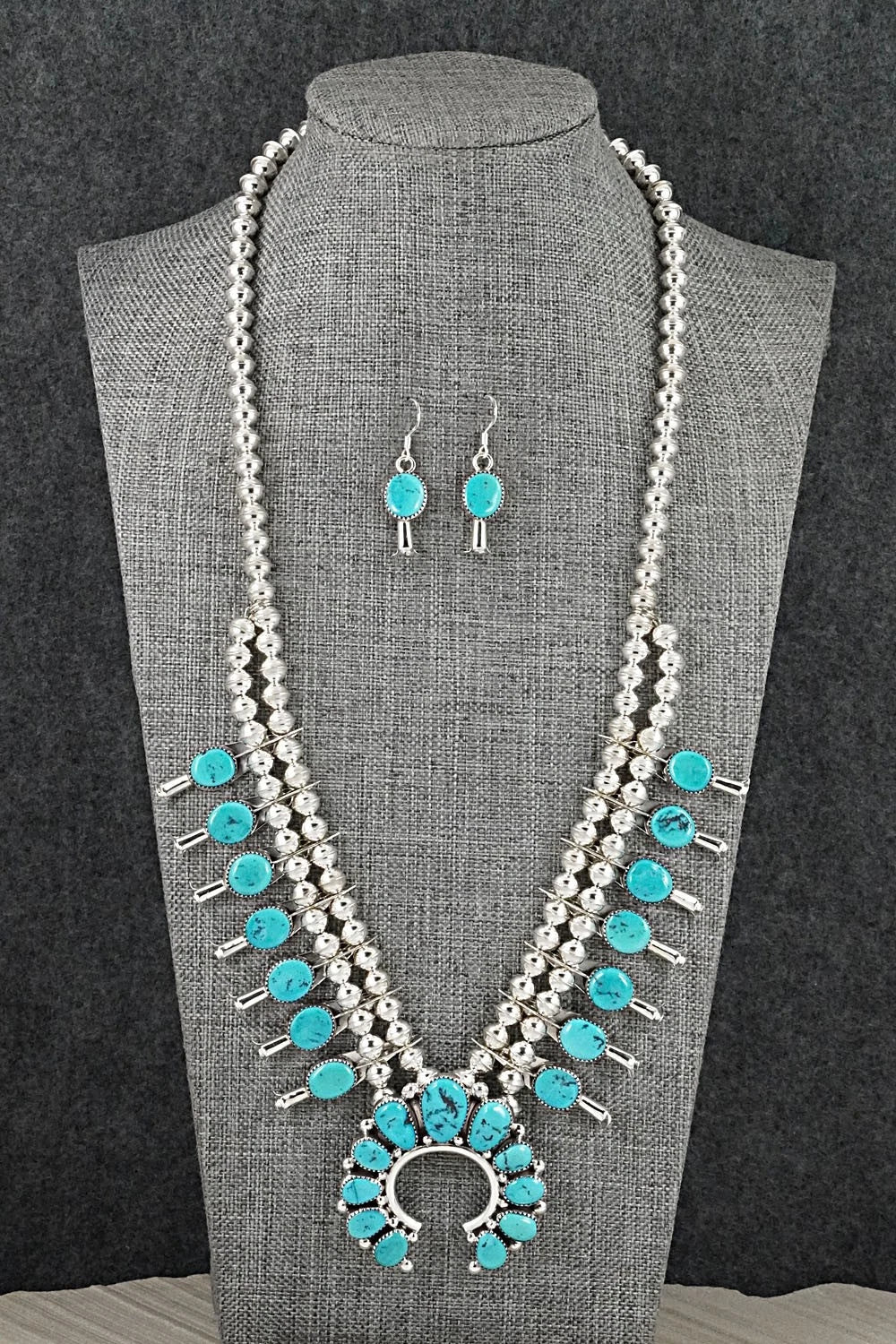 Turquoise & Sterling Silver Squash Blossom Set - Califreda Roanhorse