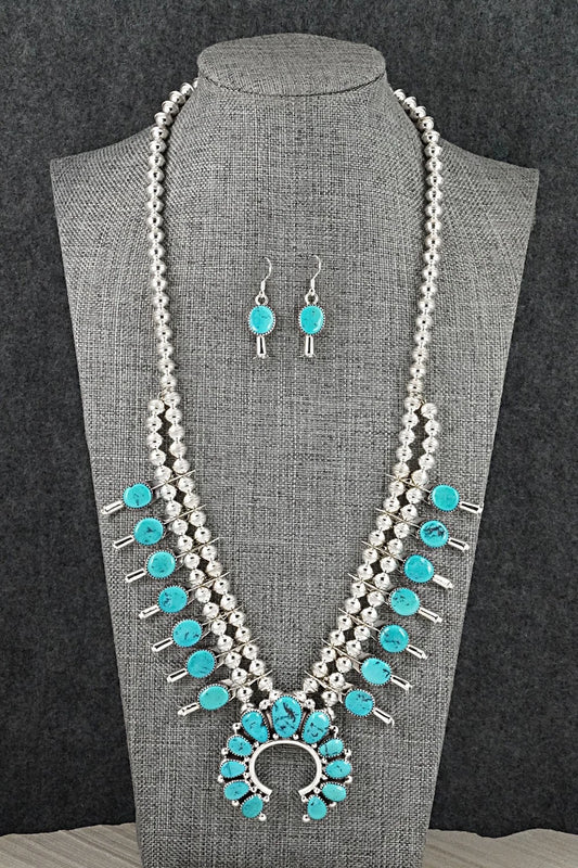 Turquoise & Sterling Silver Squash Blossom Set - Califreda Roanhorse