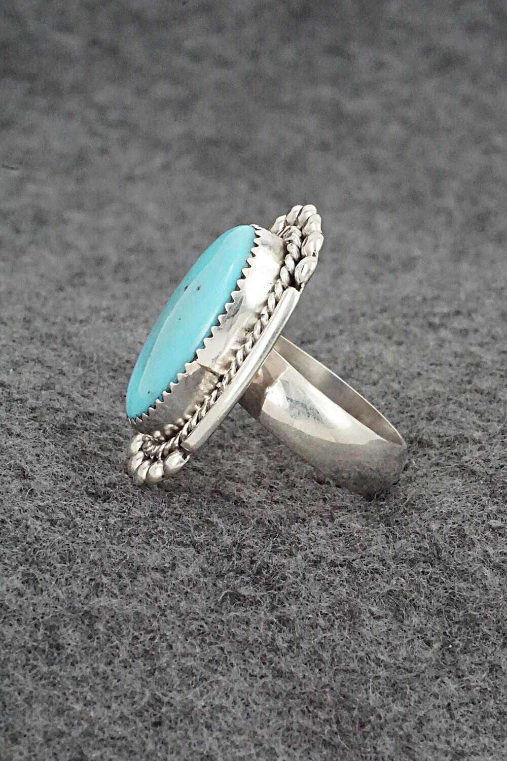 Turquoise & Sterling Silver Ring - Kenny Calavaza - Size 7.5