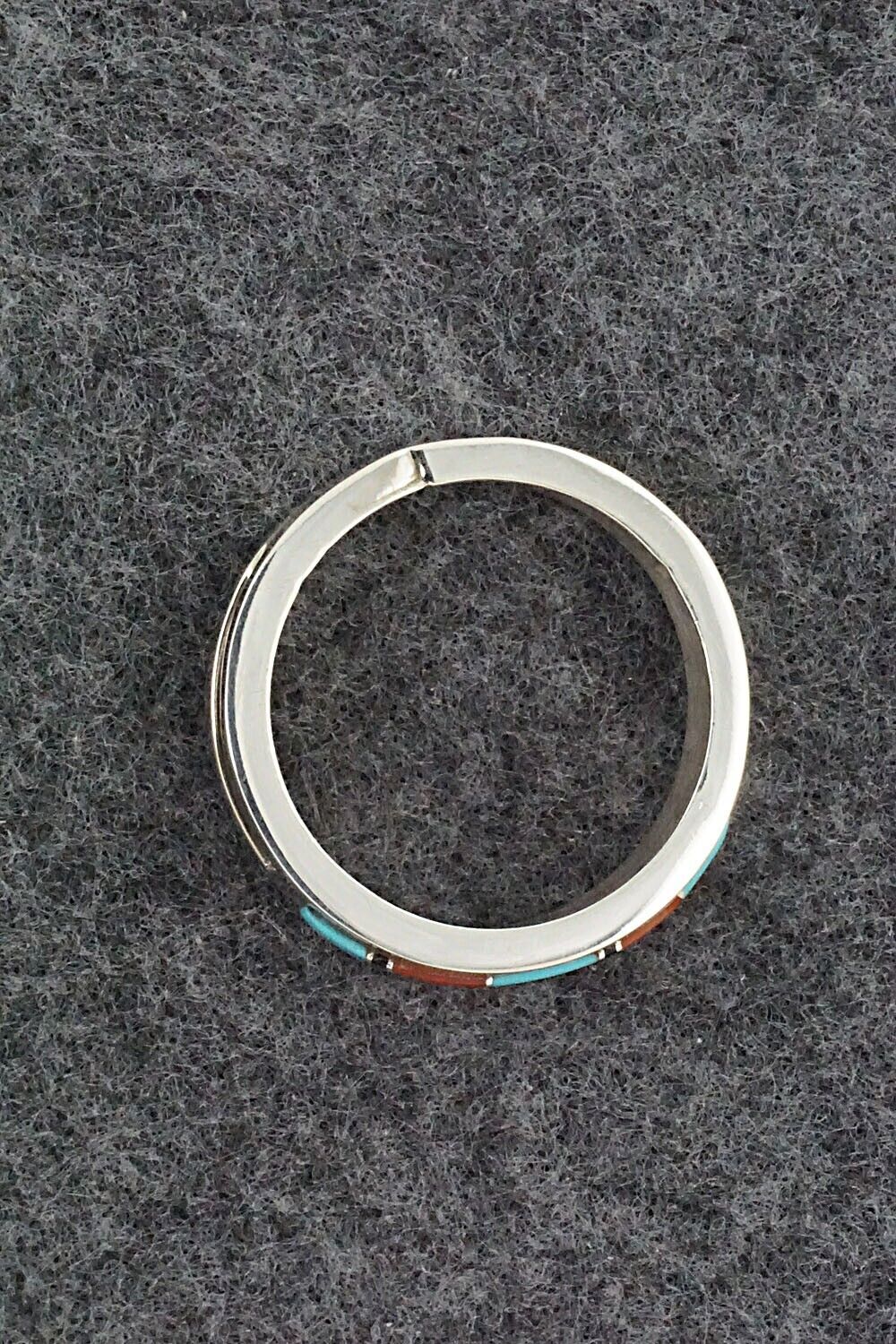 Turquoise, Coral, Onyx & Sterling Silver Ring - Wilbert Muskett Jr. - Size 12