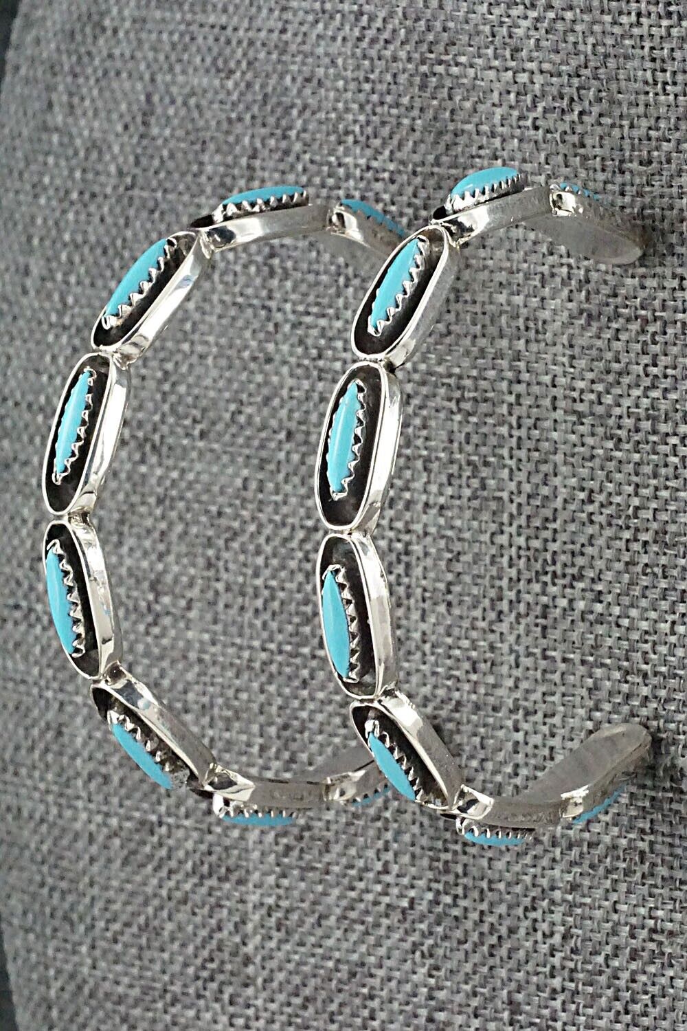 Turquoise & Sterling Silver Hoop Earrings - Francine Peyketewa