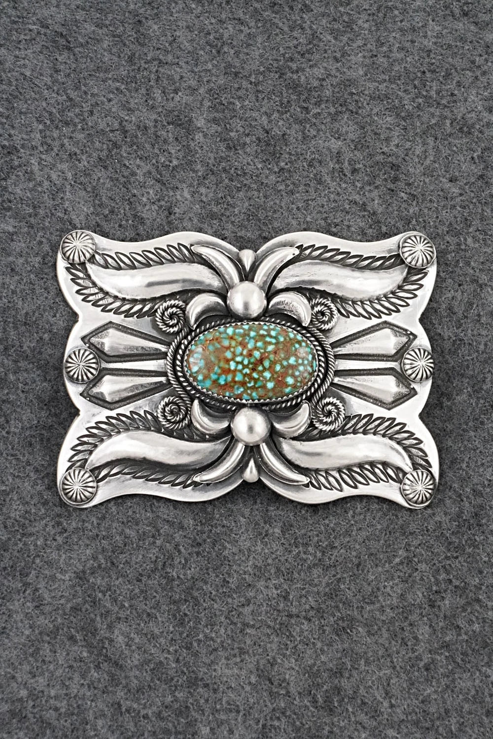 Turquoise & Sterling Silver Belt Buckle - Delbert Gordon