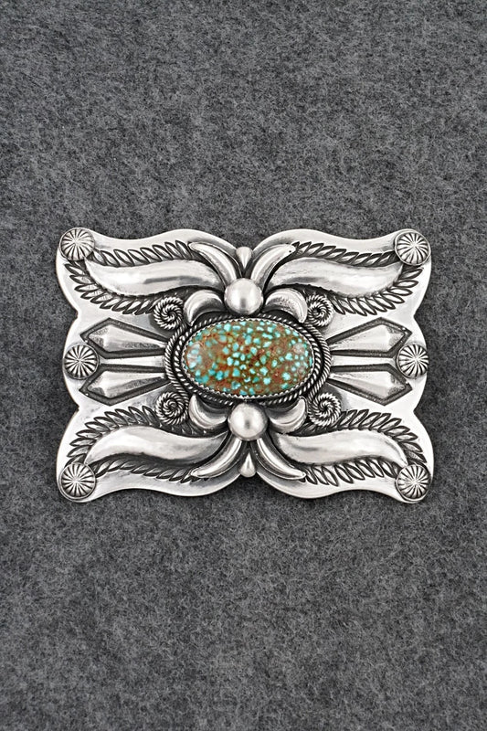 Turquoise & Sterling Silver Belt Buckle - Delbert Gordon