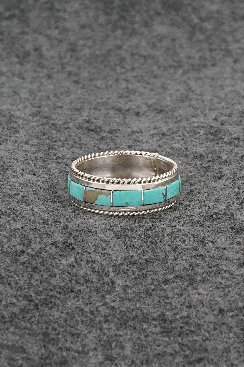 Turquoise & Sterling Silver Ring - Bruce Johnson - Size 10.5
