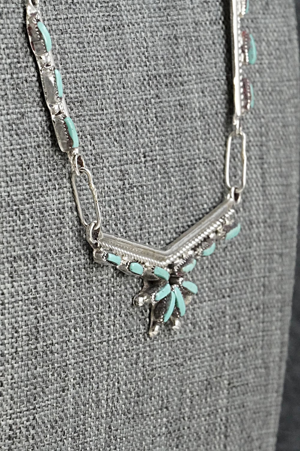 Turquoise & Sterling Silver Necklace and Earrings Set - Veronica Yawakia