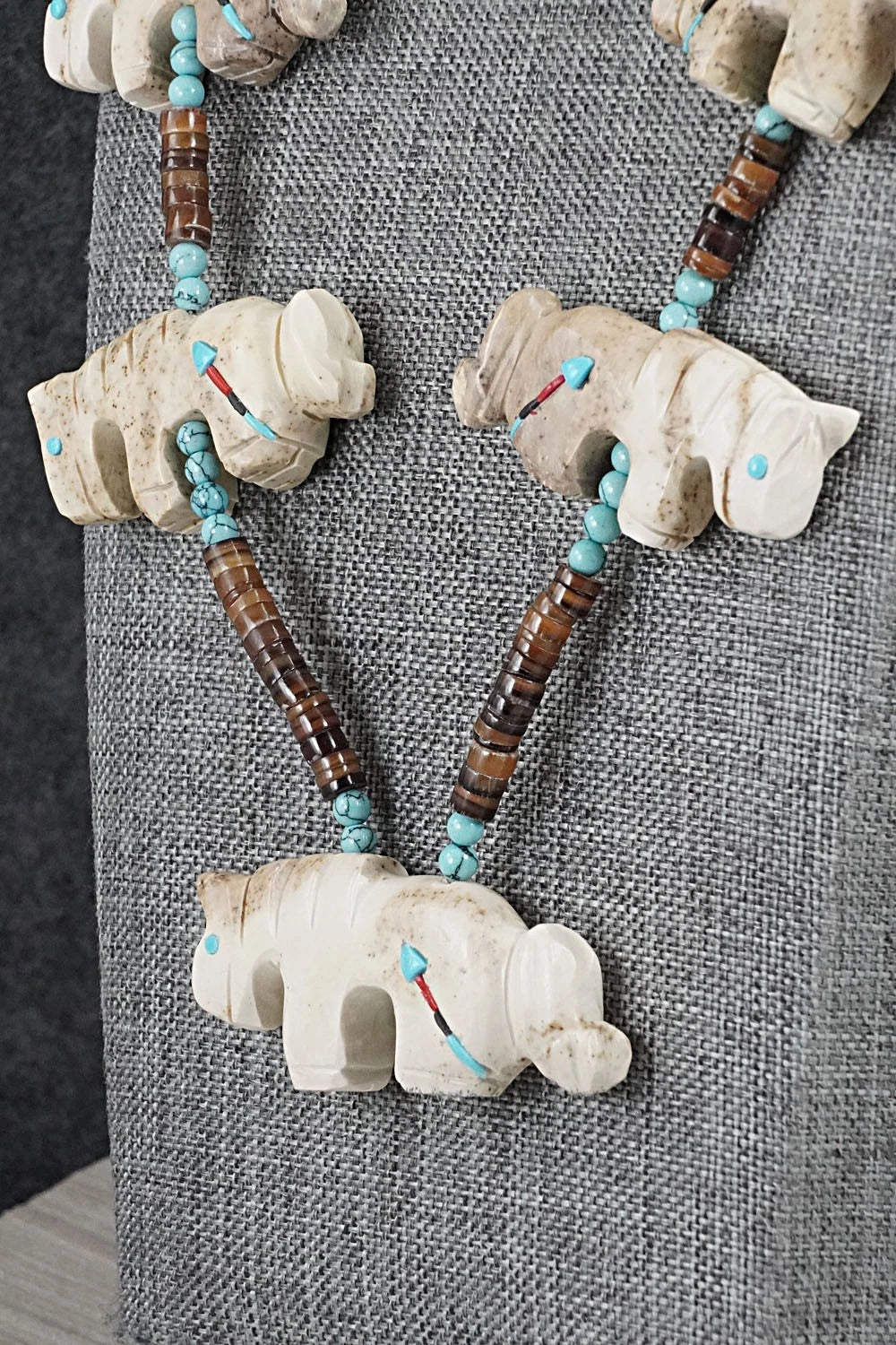 Multi-Stone Horse Fetish & Sterling Silver Necklace Set - Dannette Laate
