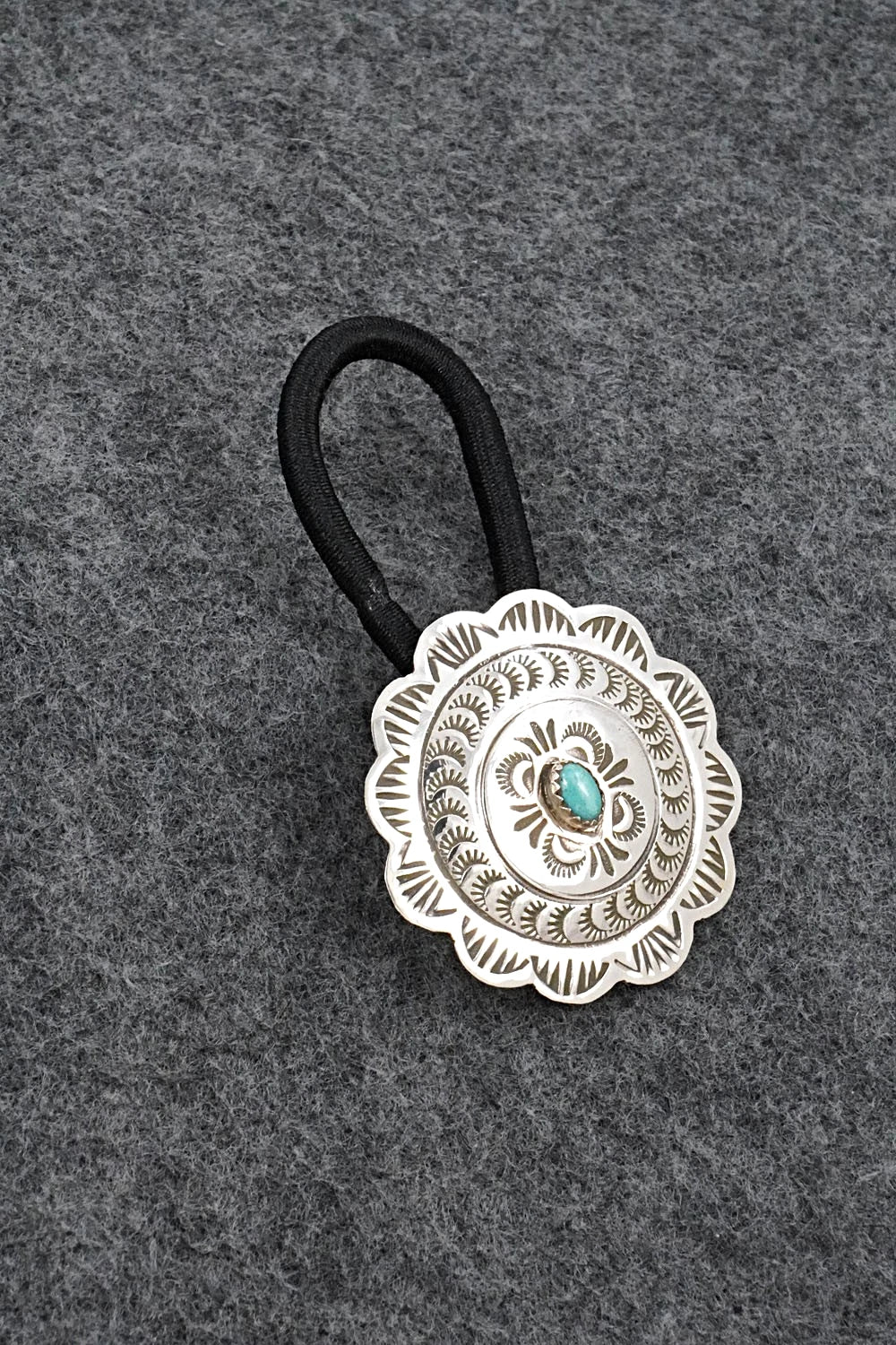 Turquoise & Sterling Silver Hair Tie - Bertha Begay