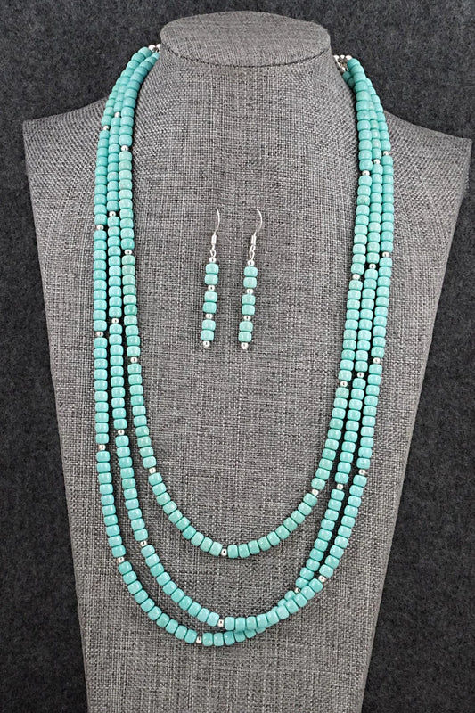 Turquoise & Sterling Silver Necklace Set - Erika Brown