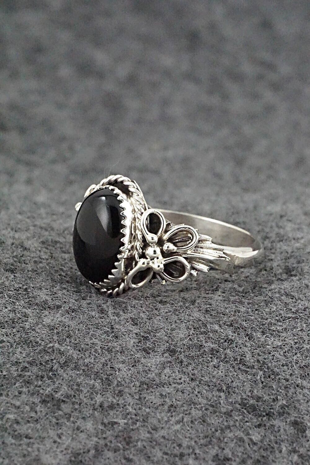 Onyx & Sterling Silver Ring - Jeannette Saunders - Size 12.5