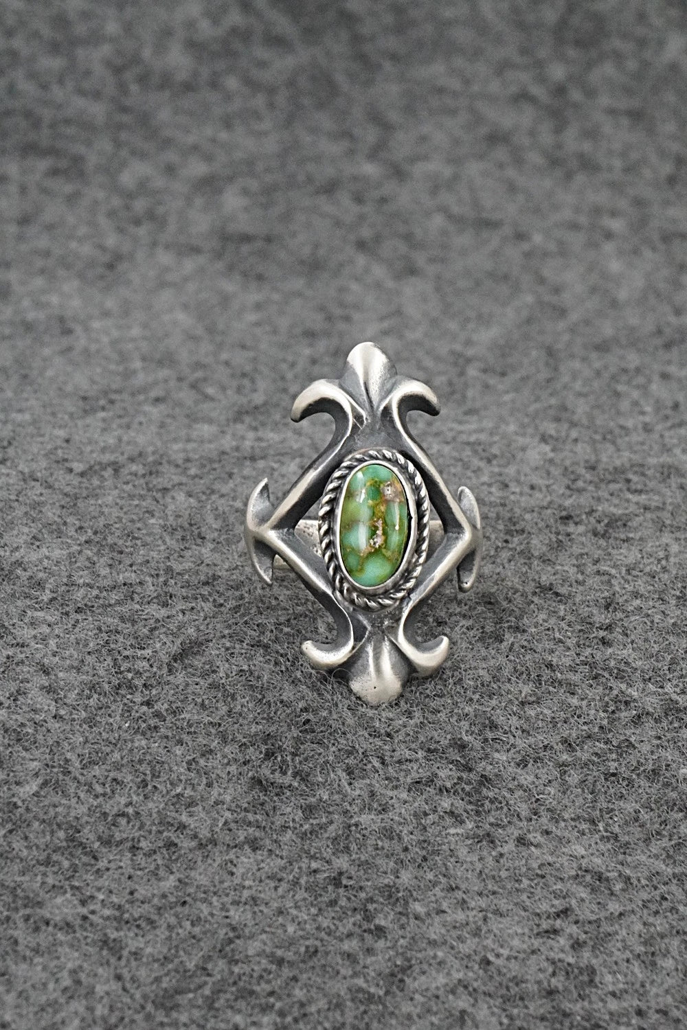 Turquoise & Sterling Silver Ring - Harrison Bitsue - Size 7