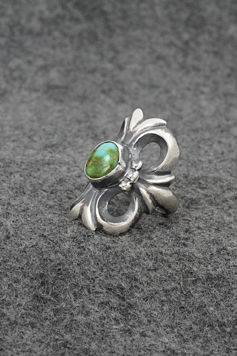 Turquoise & Sterling Silver Ring - Harrison Bitsue - Size 7