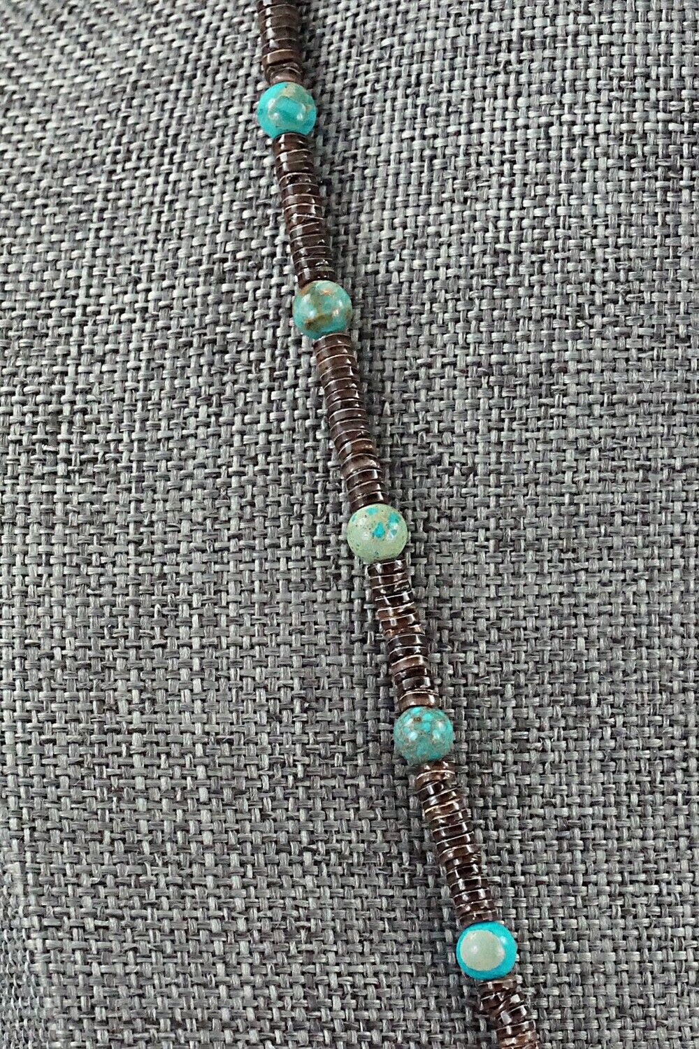 Turquoise, Shell & Sterling Silver Necklace 18" - Ramona Bird
