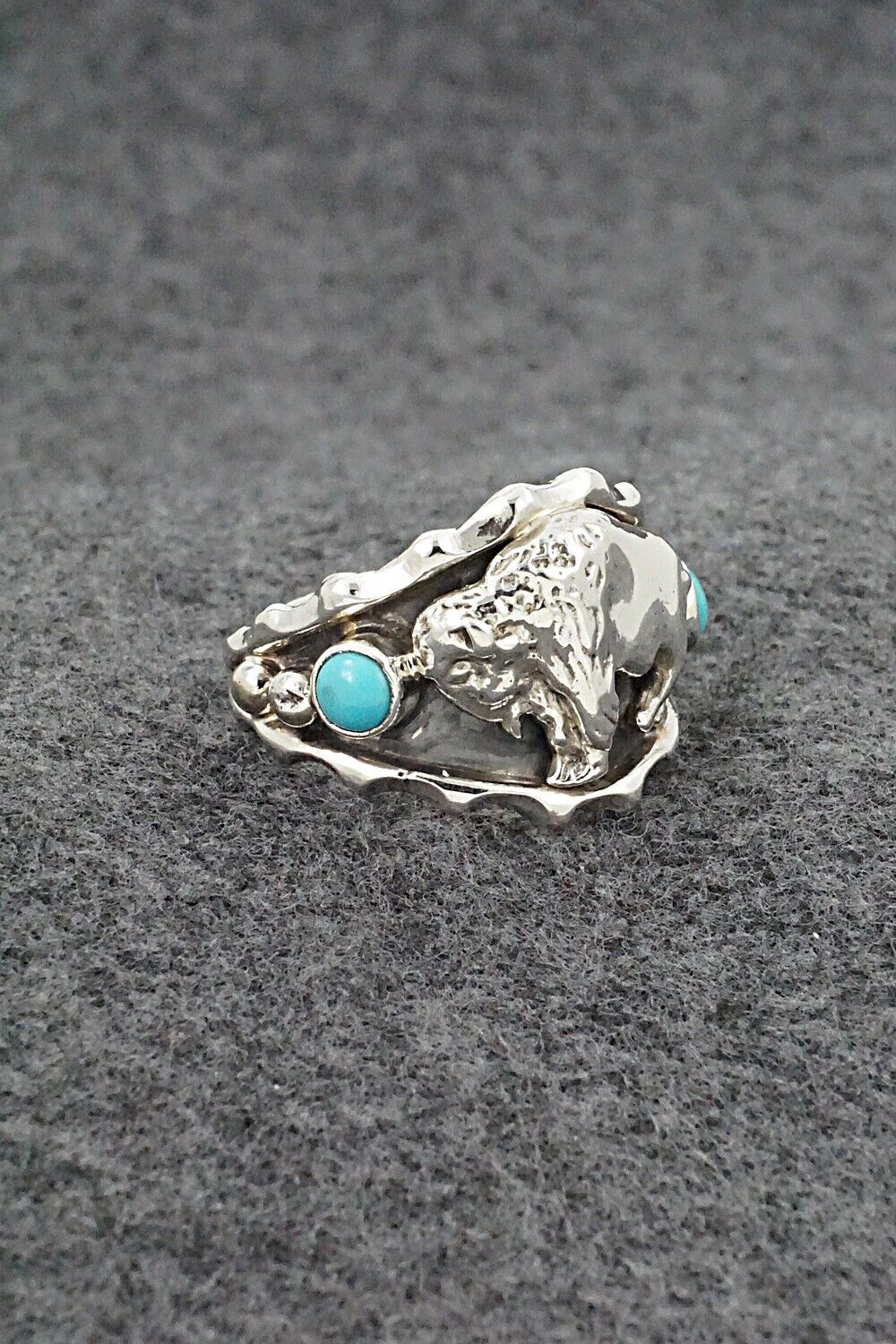 Turquoise & Sterling Silver Ring - Genevieve Francisco - Size 13