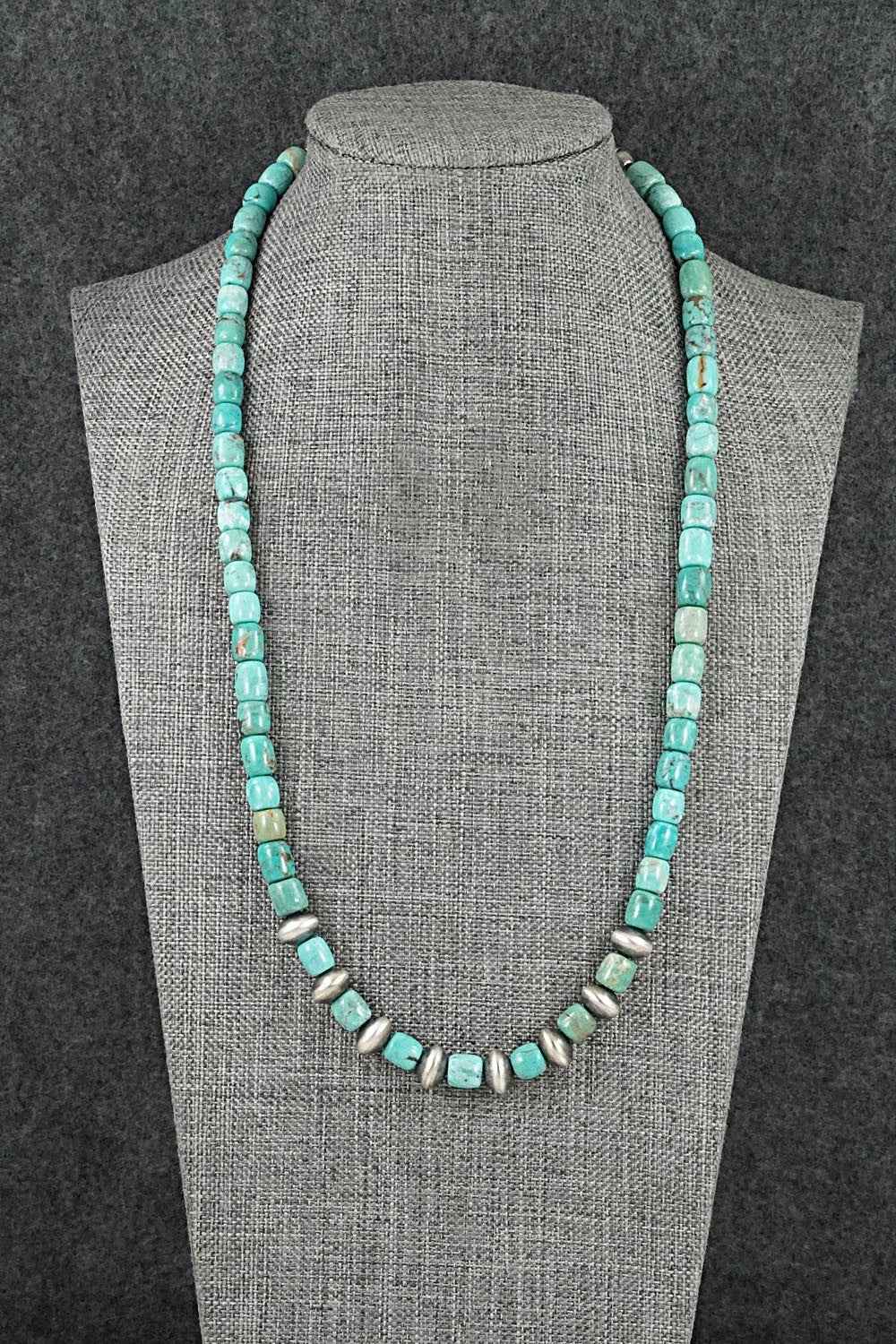 Turquoise & Sterling Silver Necklace 20" - Doreen Jake