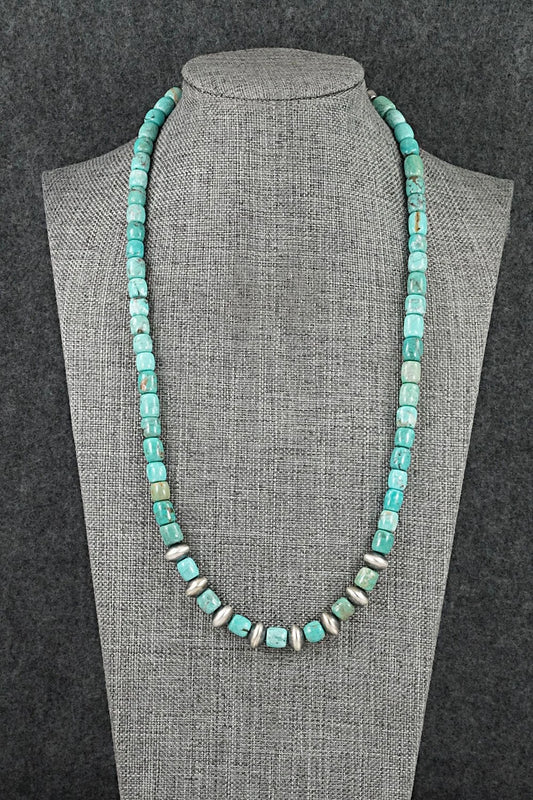 Turquoise & Sterling Silver Necklace 20" - Doreen Jake