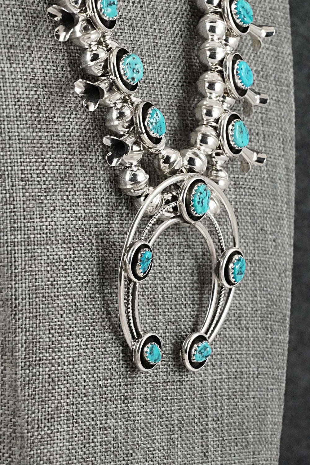 Turquoise & Sterling Silver Squash Blossom Set - Phil Garcia