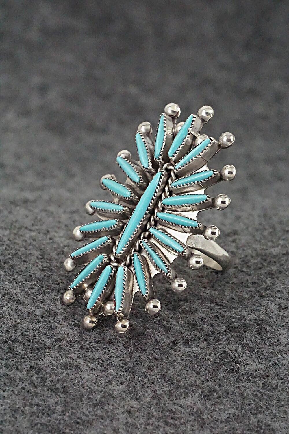 Turquoise & Sterling Silver Ring - Lance & Cordelia Waatsa - Size 9