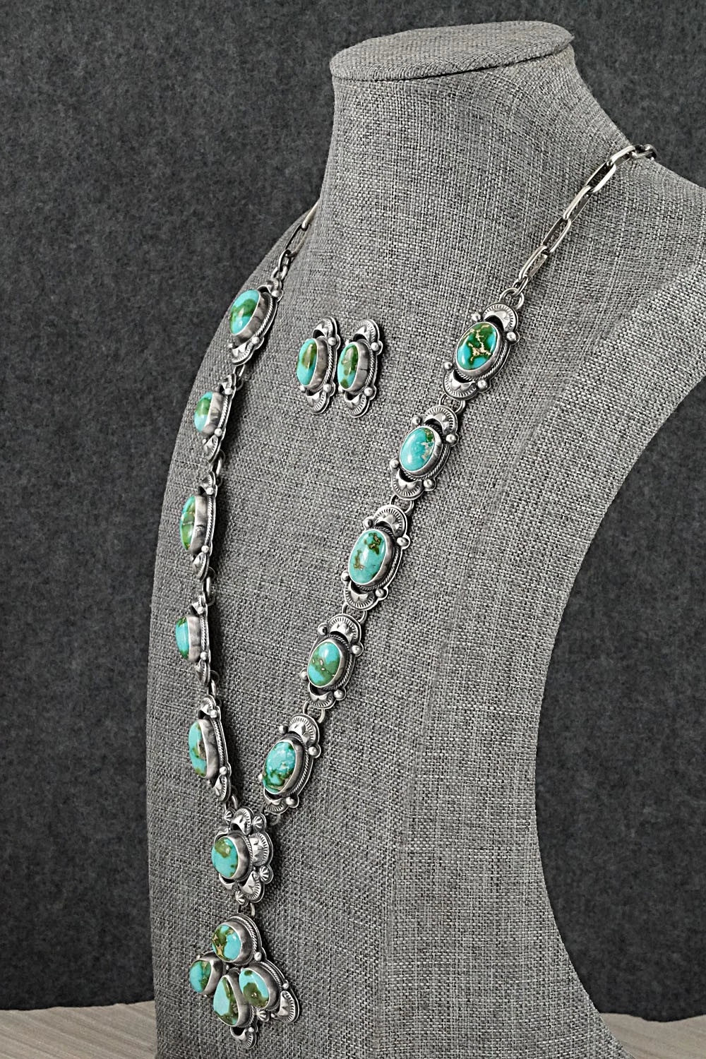 Turquoise & Sterling Silver Necklace and Earrings Set - Randy Boyd