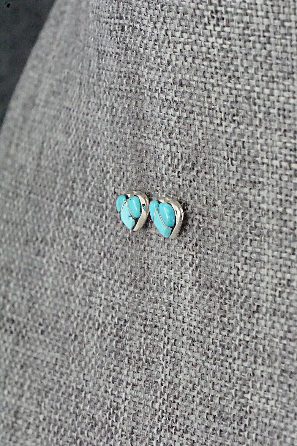 Turquoise & Sterling Silver Inlay Earrings - Linda Chavez