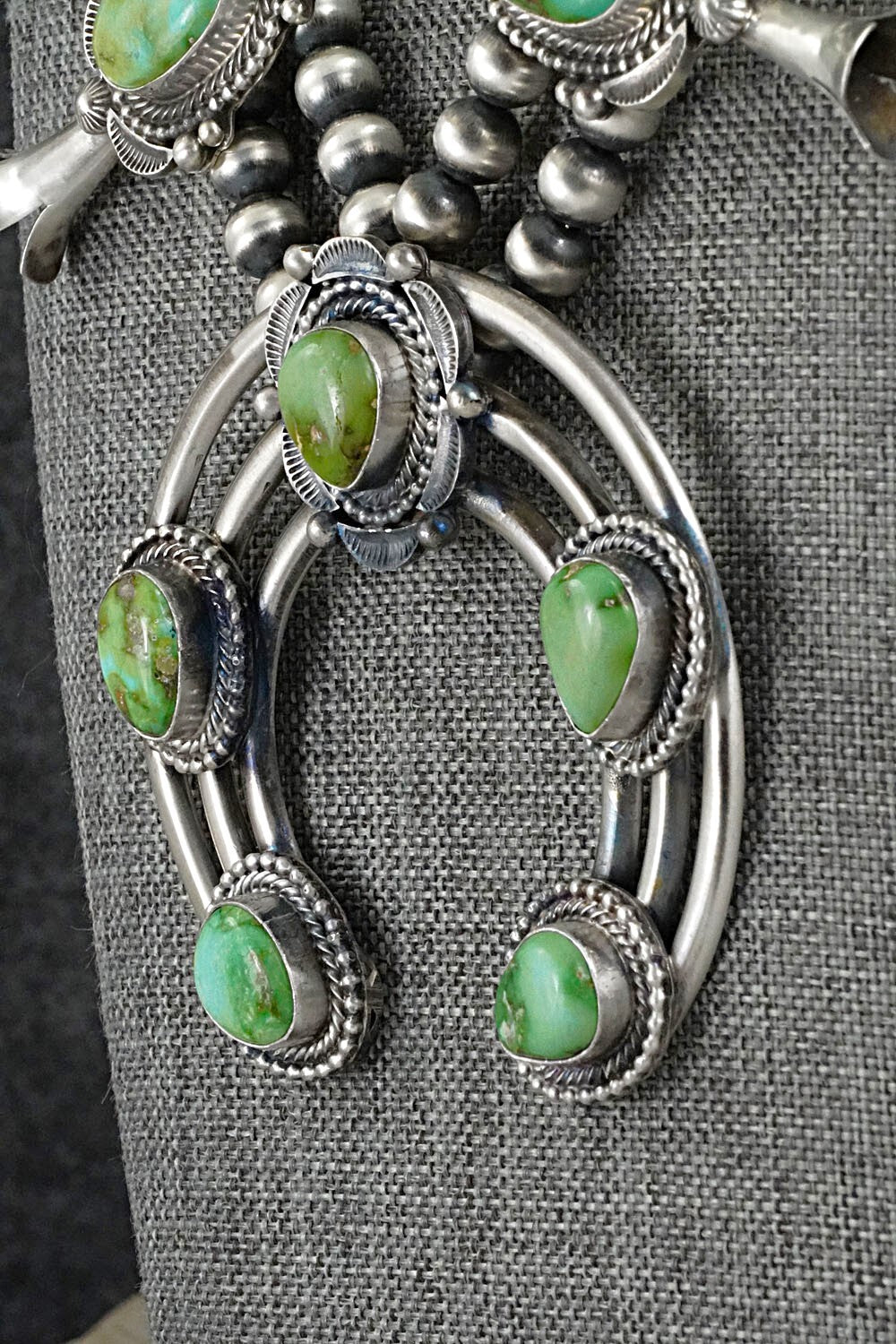 Turquoise & Sterling Silver Squash Blossom Set - Tom Lewis