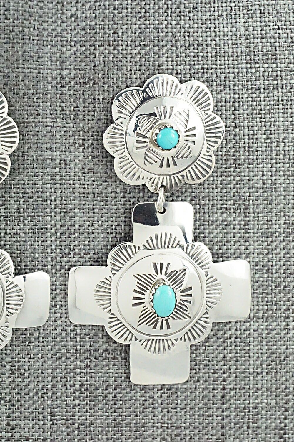 Turquoise and Sterling Silver Earrings - Bertha Begay