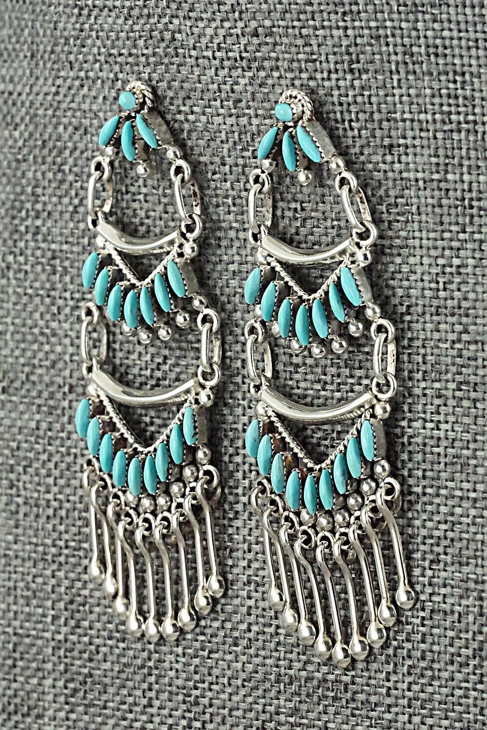 Turquoise & Sterling Silver Earrings - Stewart Nakatewa