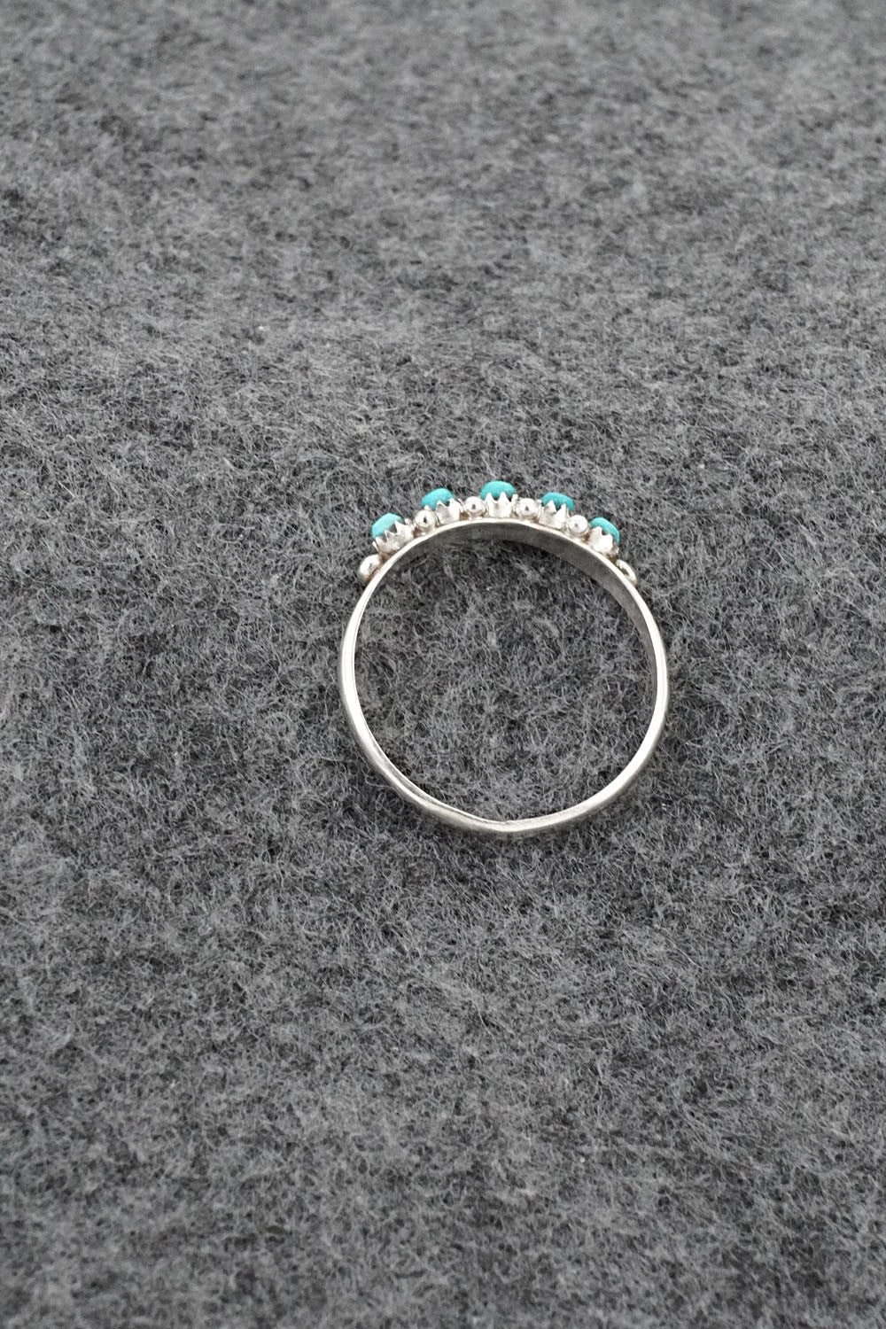Turquoise & Sterling Silver Ring - April Haloo - Size 8.5