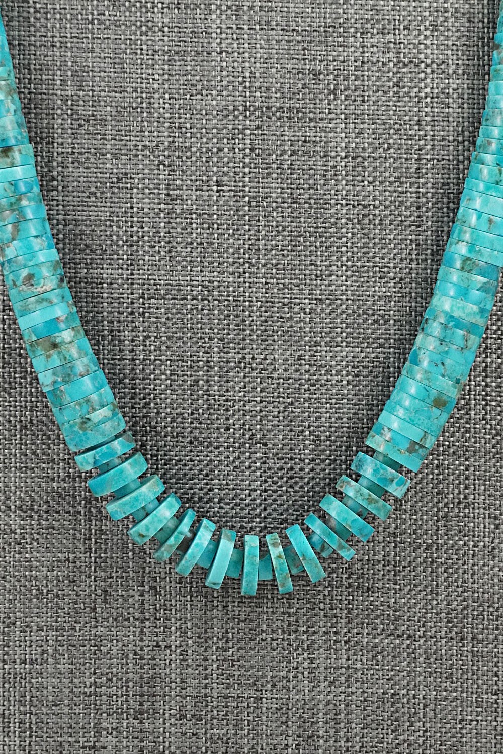 Turquoise & Sterling Silver Necklace 28" - Lupe Lovato