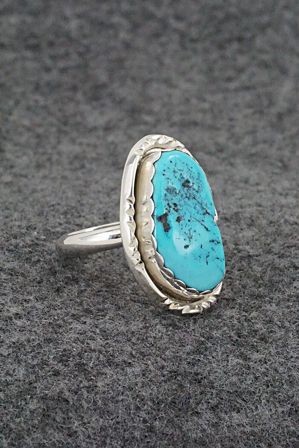 Turquoise & Sterling Silver Ring - Jeff Lucio - Size 7.5
