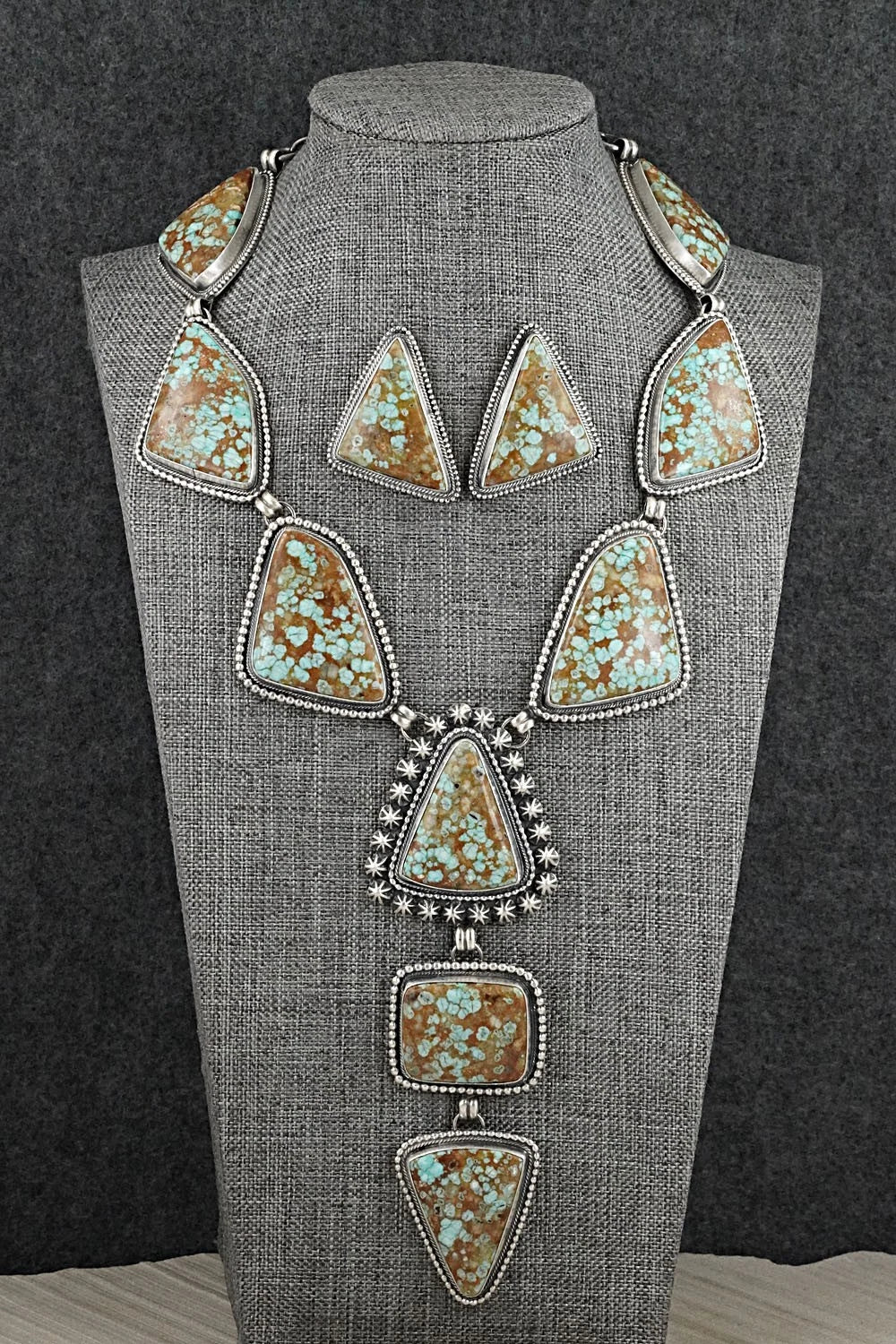 Turquoise & Sterling Silver Necklace and Earrings Set - Darrin Livingston