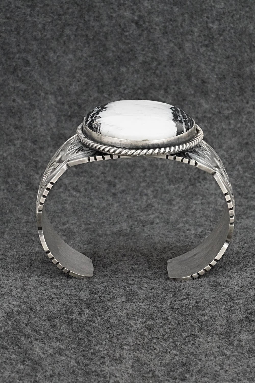 White Buffalo & Sterling Silver Bracelet - Mark Yazzie